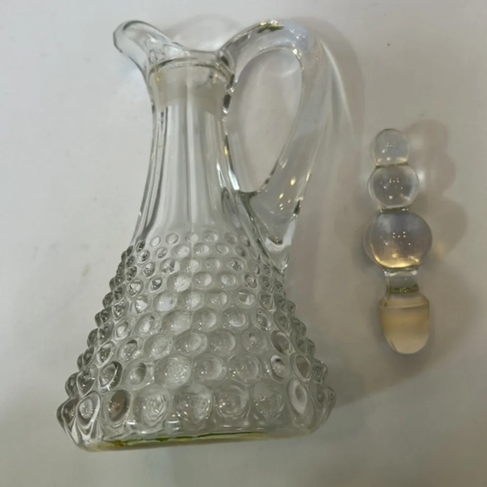 Hobnail Clear Glass Cruet Bottle with Stopper